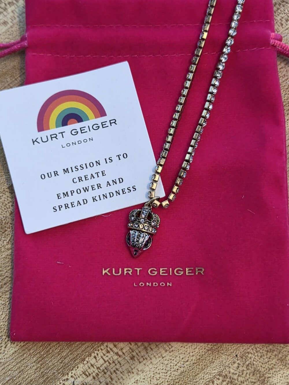 Kurt Geiger NWT Raven W/Crown Statment Necklace & Dustbag